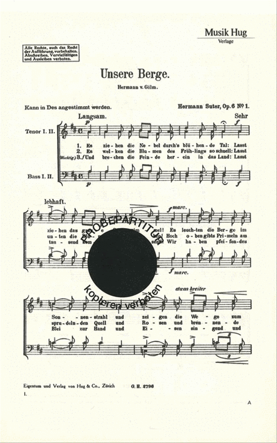 Unsere Berge Men's Choir - Sheet Music