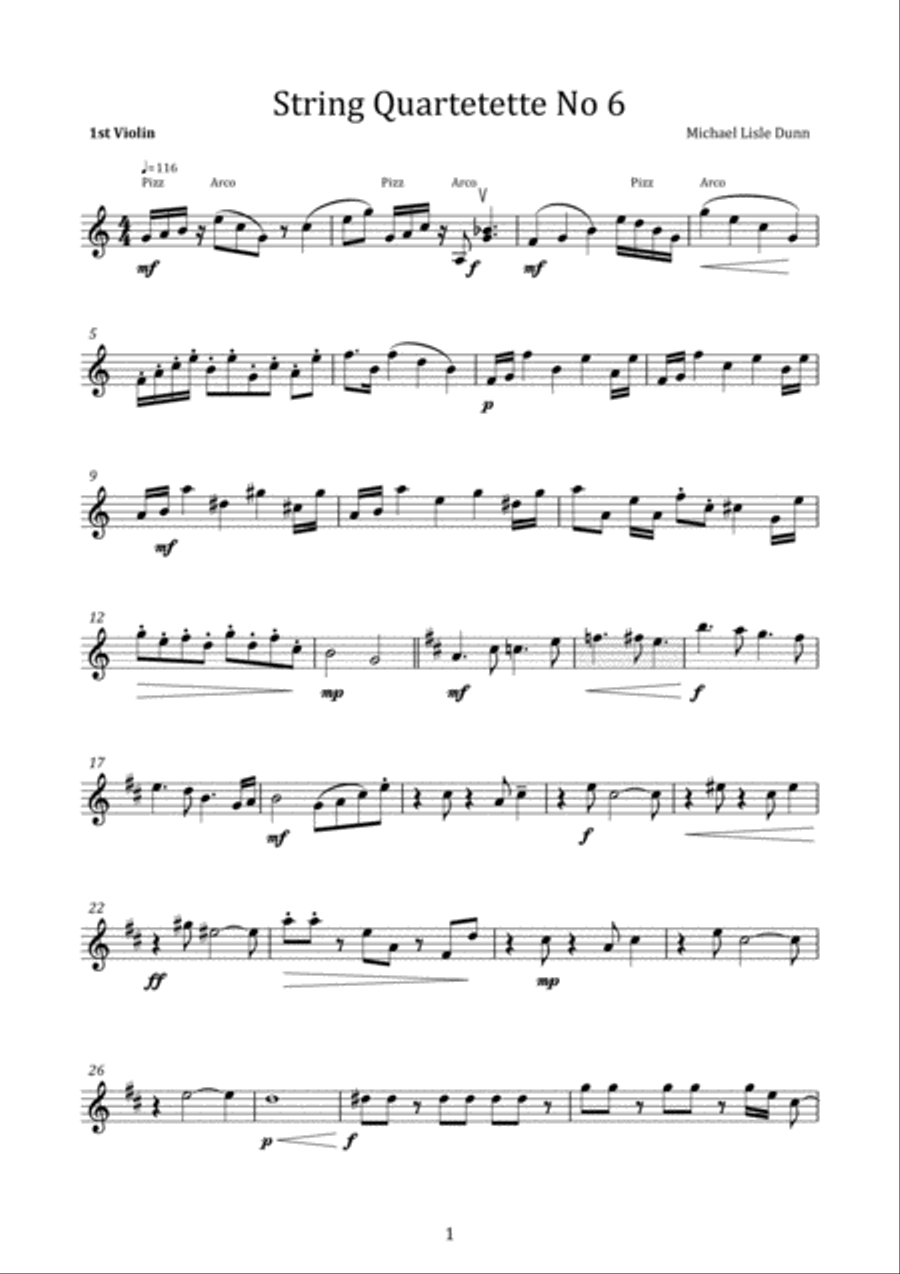 String Quartetette No 6 String Quartet scores gallery preview page 1