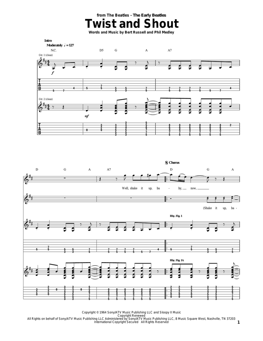 Twist And Shout Acoustic Guitar scores gallery preview page 1
