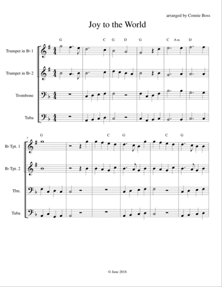 Joy to the World Brass Quartet Brass Quartet scores gallery preview page 1