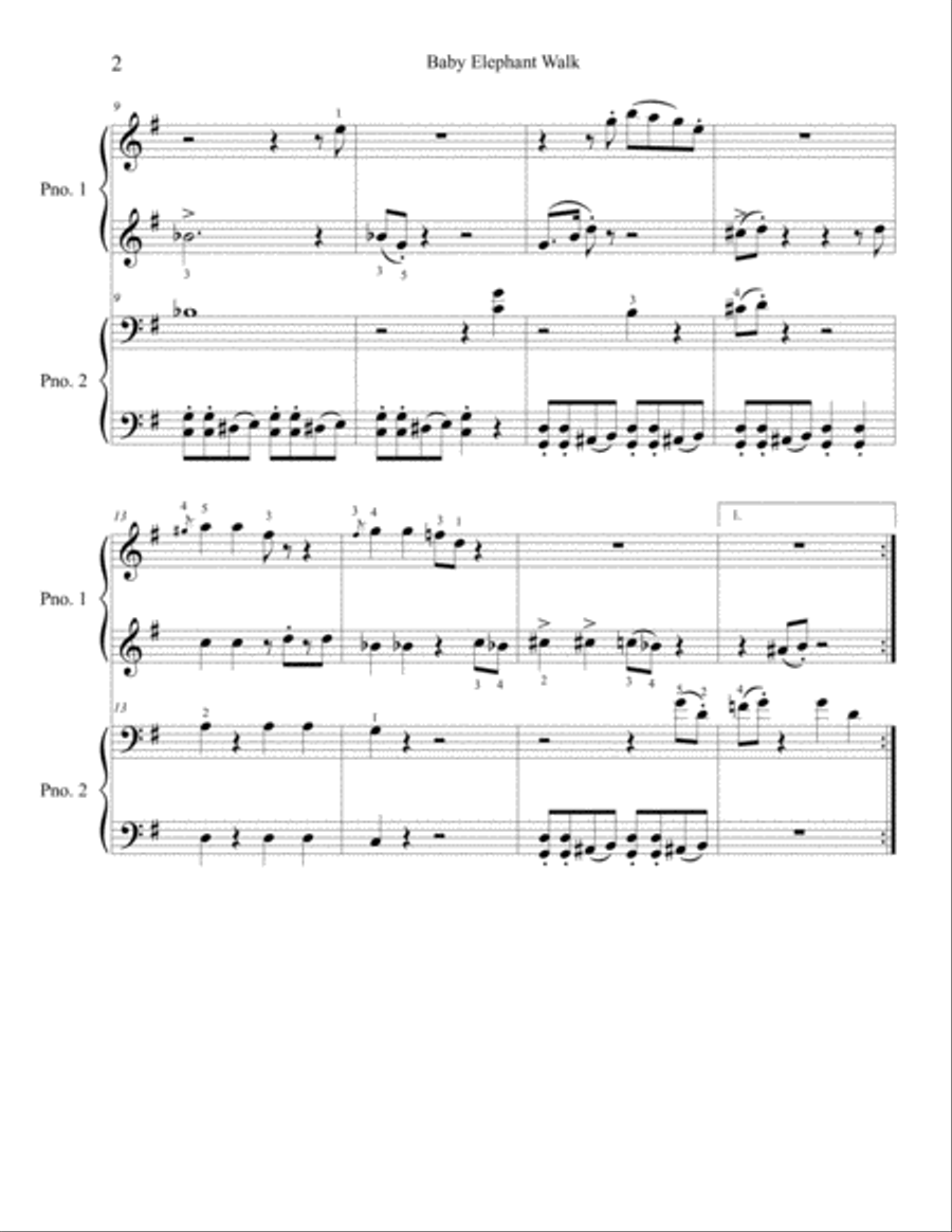 Baby Elephant Walk Piano scores gallery preview page 2
