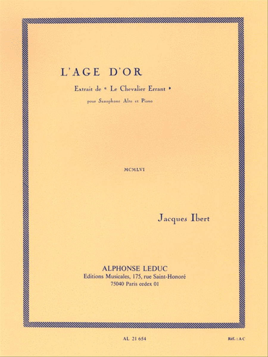 L'age D'or (saxophone-alto & Piano) Saxophone scores gallery preview page 1