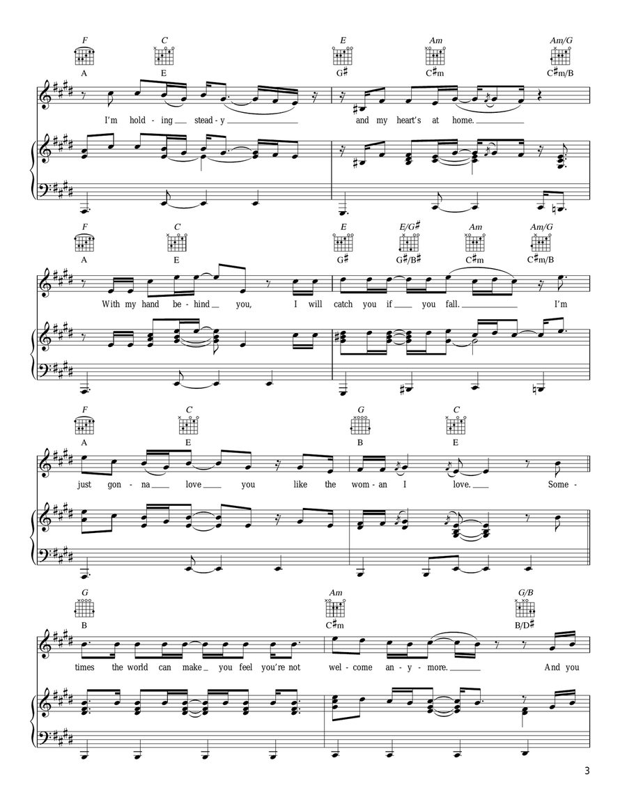 The Woman I Love The Woman I Love Piano, Vocal, Guitar scores gallery preview page 3