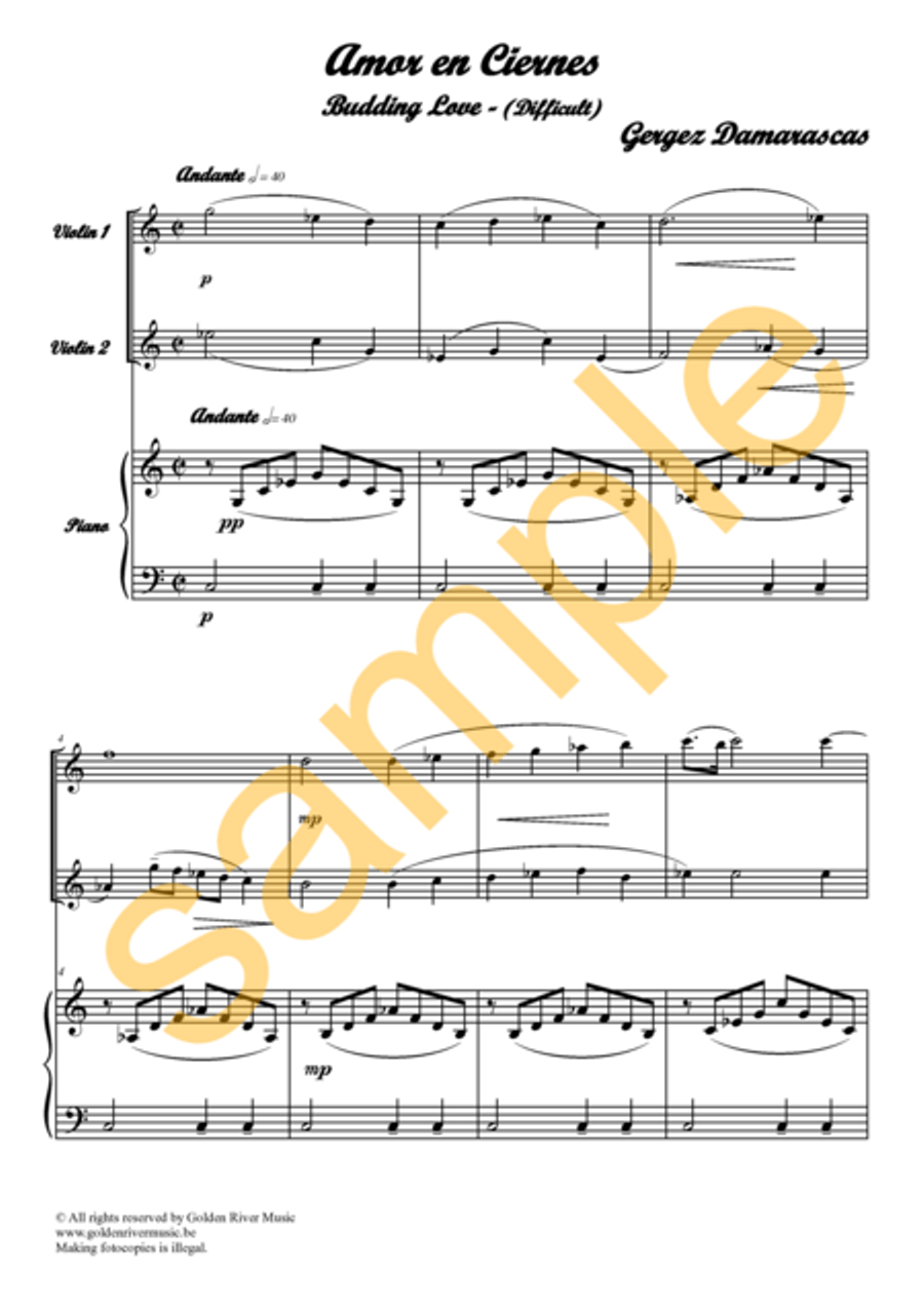 Amor en Ciernes / Budding love for 2 violins Violin Solo scores gallery preview page 2