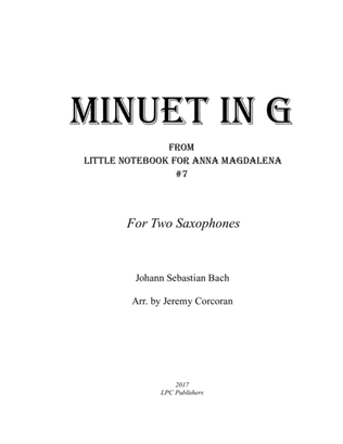 Book cover for Minuet in G for Two Saxophones