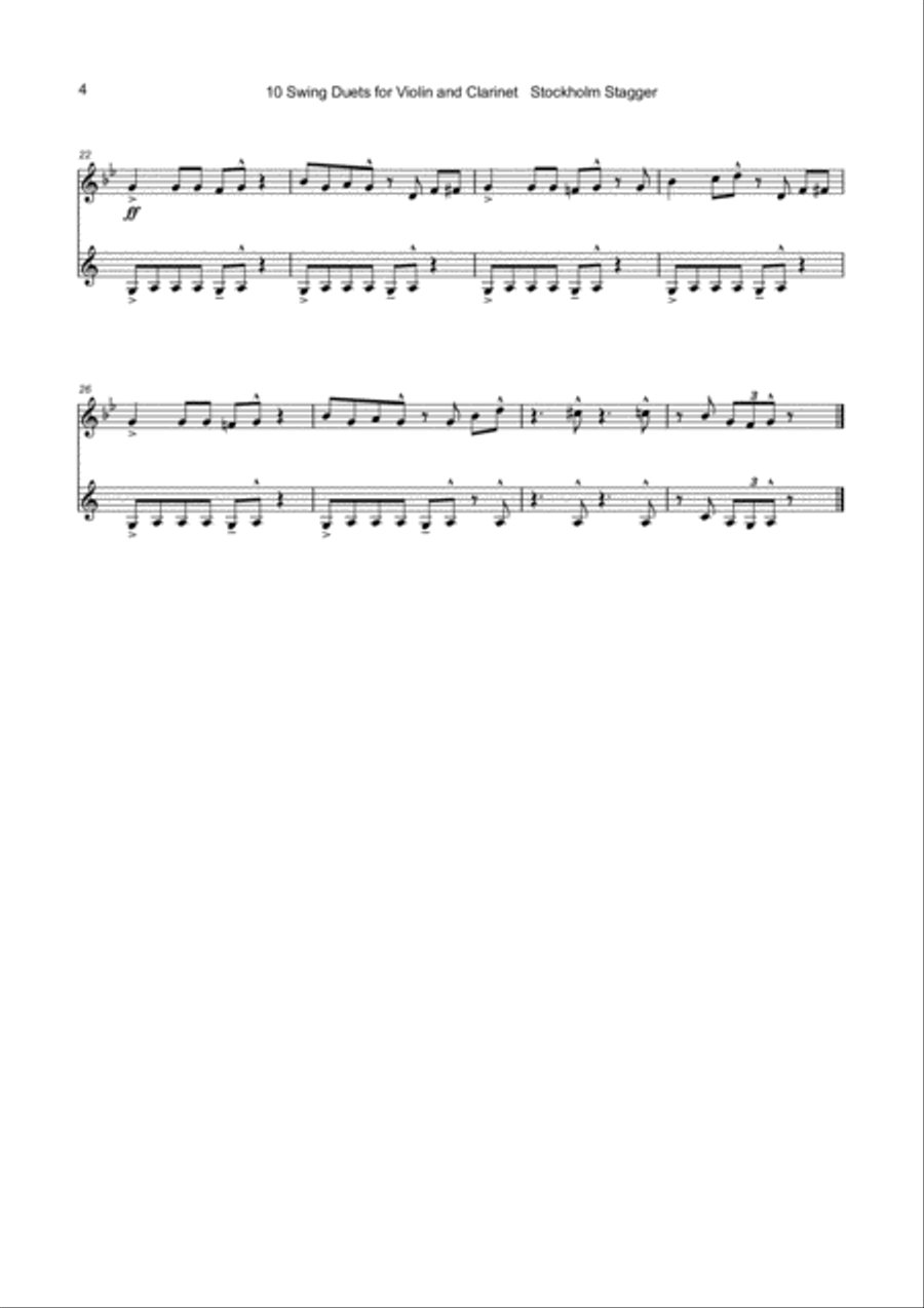 10 Swing Duets for Violin and Clarinet Clarinet scores gallery preview page 5
