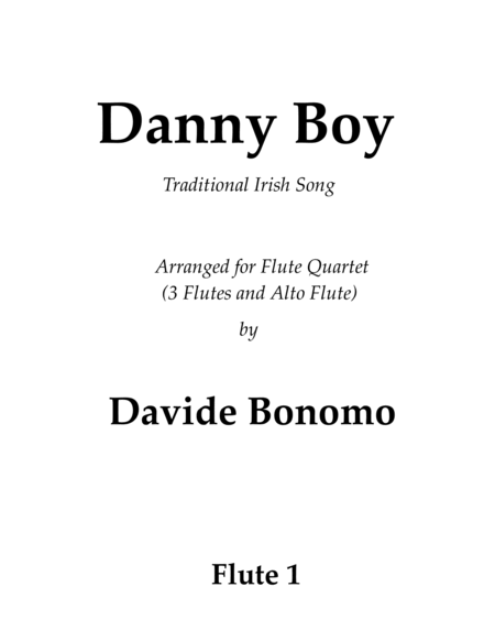 Danny Boy (Londonderry air) - For Flute Quartet (4 C Flutes or 3 C Flutes and Alto Flute) image number null