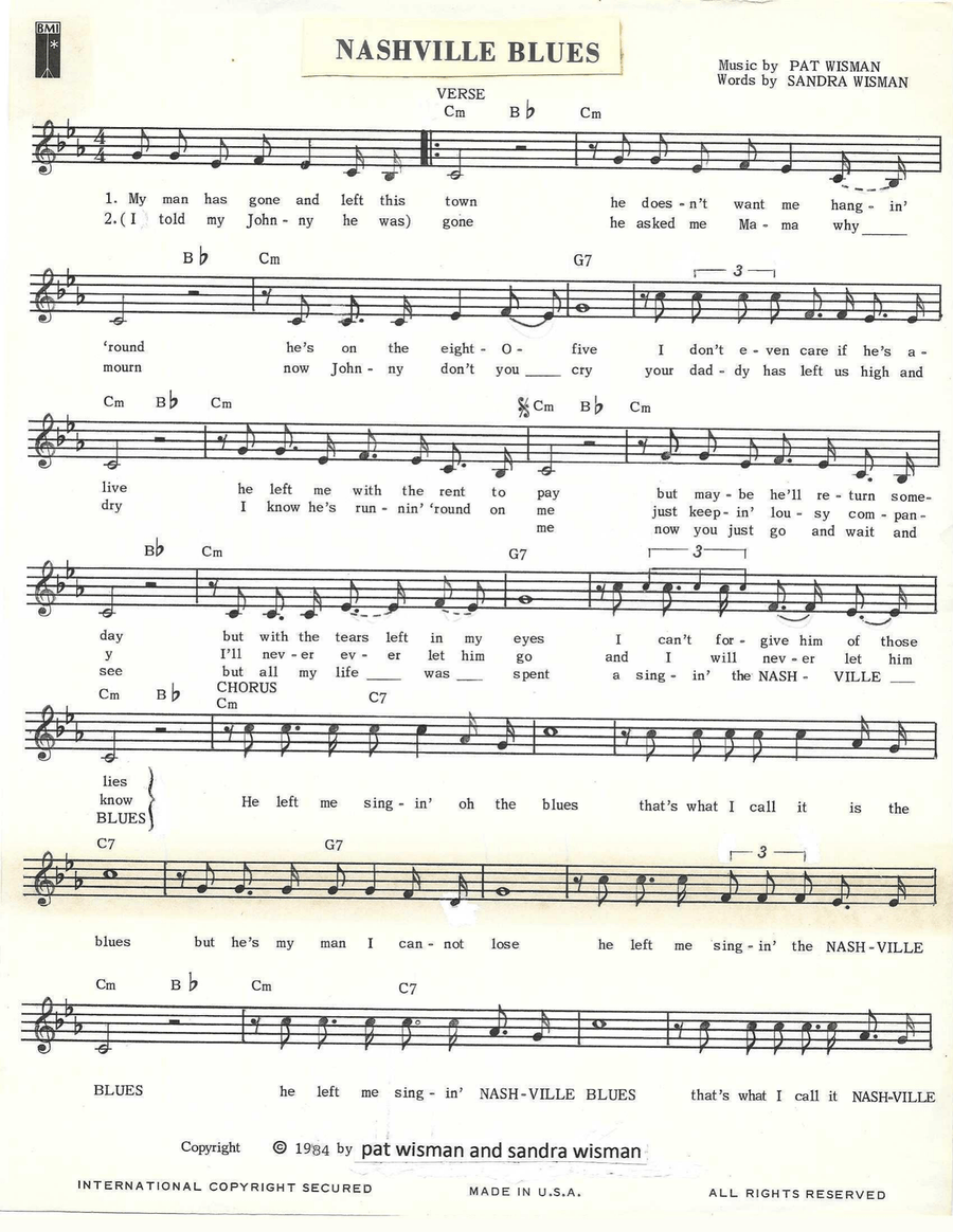 NASHVILLE BLUES Piano, Vocal scores gallery preview page 1