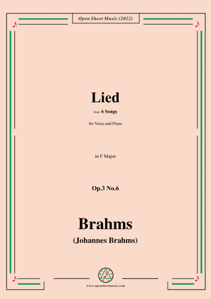 Book cover for Brahms-Lied,Op.3 No.6,from 6 Songs,in F Major