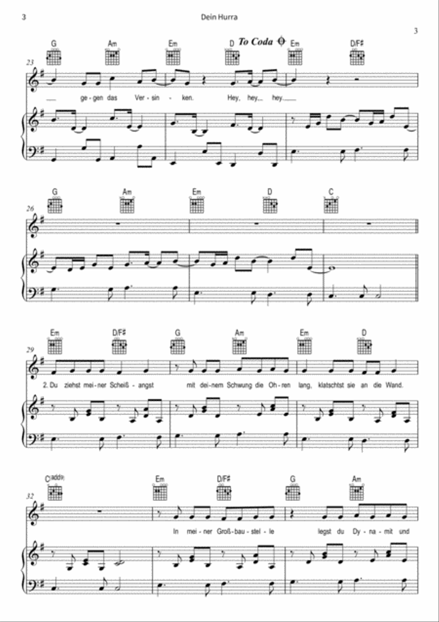 Dein Hurra Piano, Vocal, Guitar scores gallery preview page 5