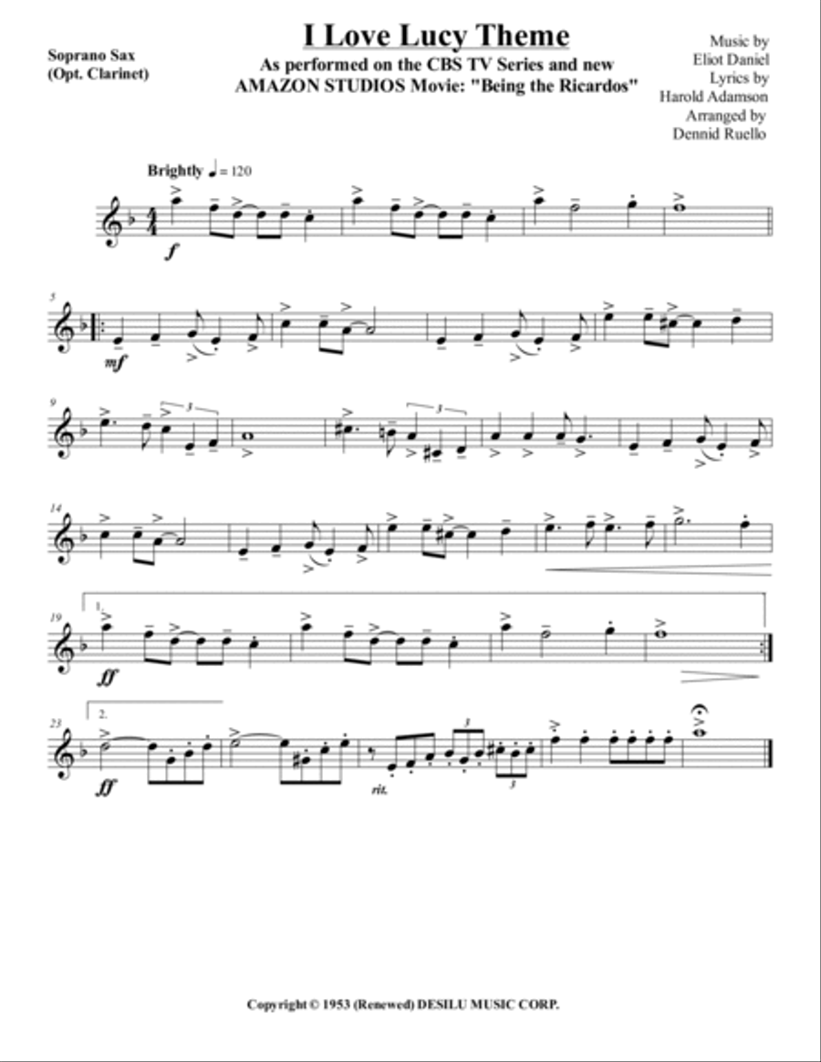 I Love Lucy Woodwind Quartet scores gallery preview page 5