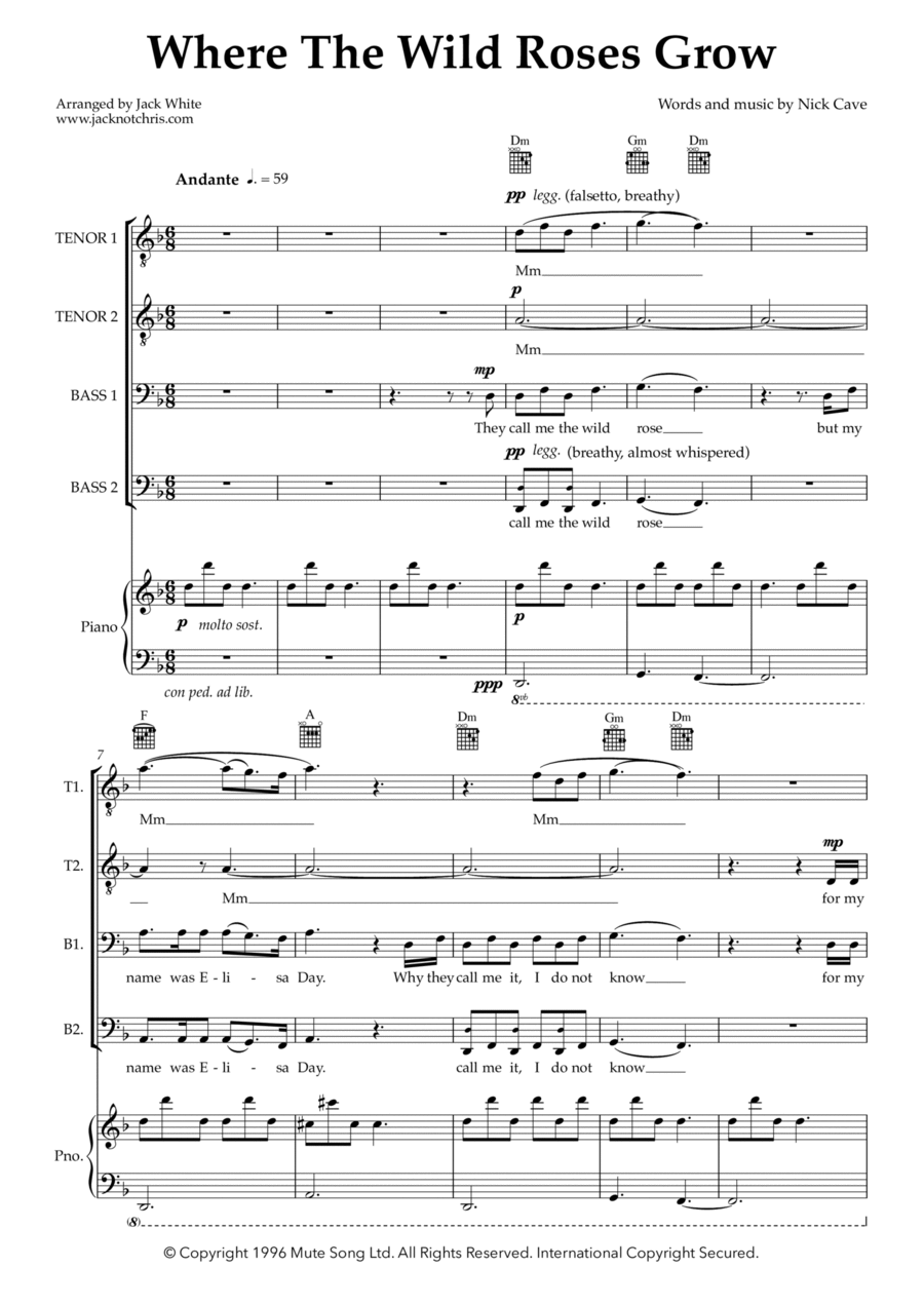 Where The Wild Roses Grow TTBB scores gallery preview page 1