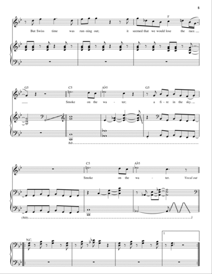 Smoke On The Water Piano scores gallery preview page 5