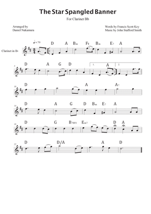 The Star Spangled Banner (For Clarinet with Chords)