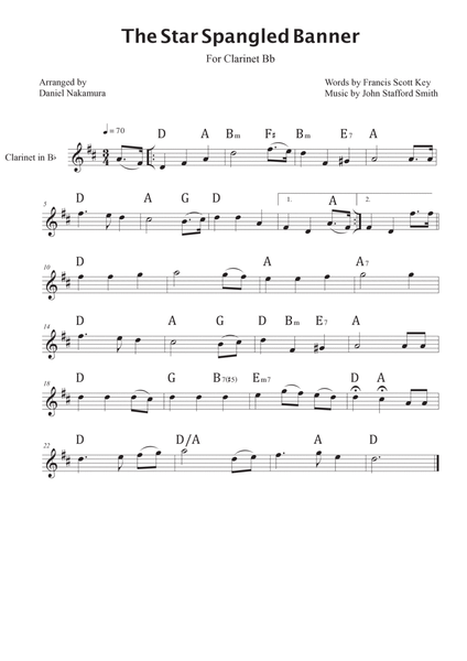 The Star Spangled Banner (For Clarinet with Chords) image number null