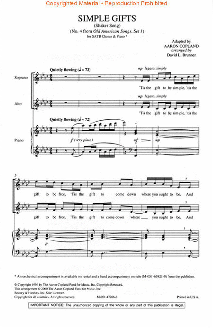 Simple Gifts 4-Part scores gallery preview page 2