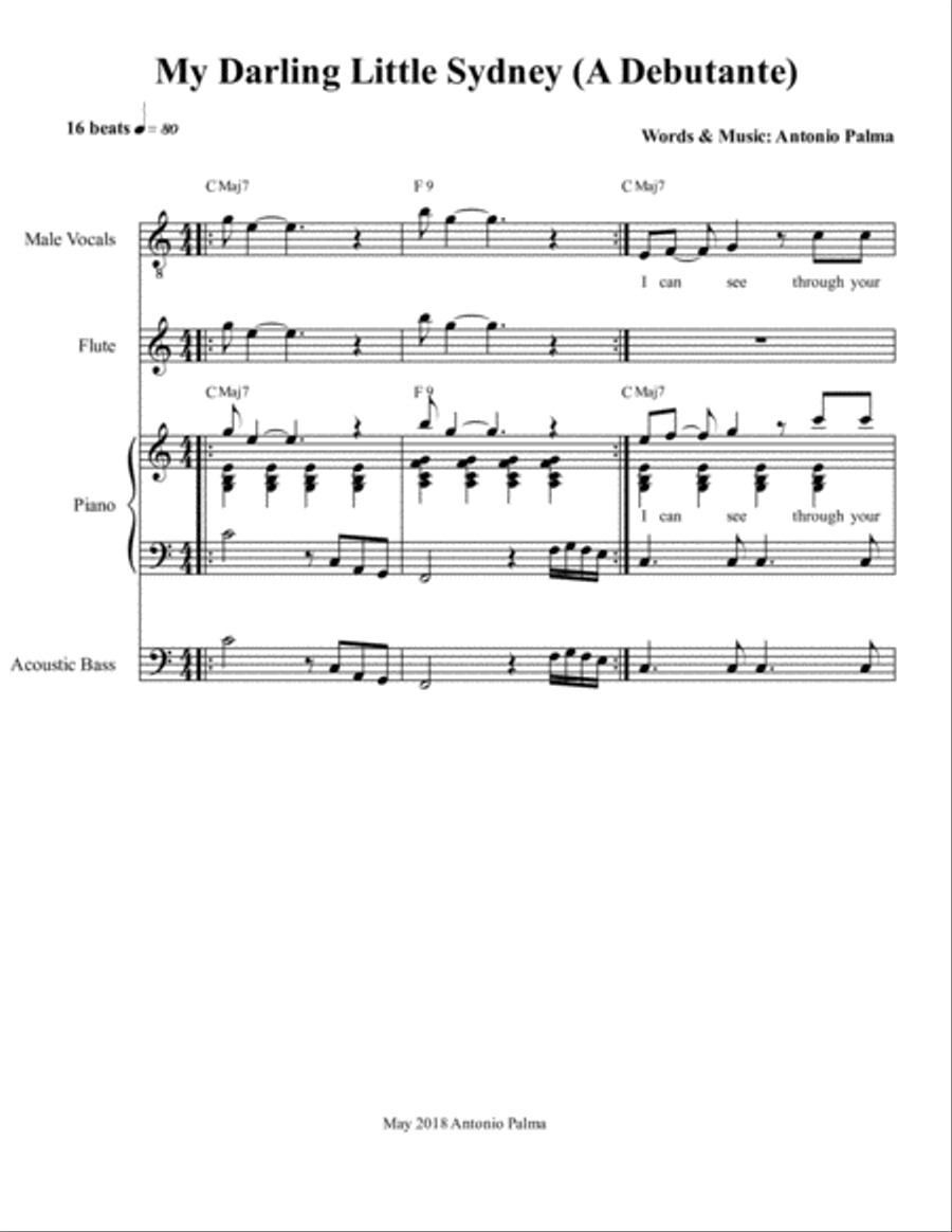 My Dear Little Sydney (A Debutante) Piano, Vocal, Guitar scores gallery preview page 1