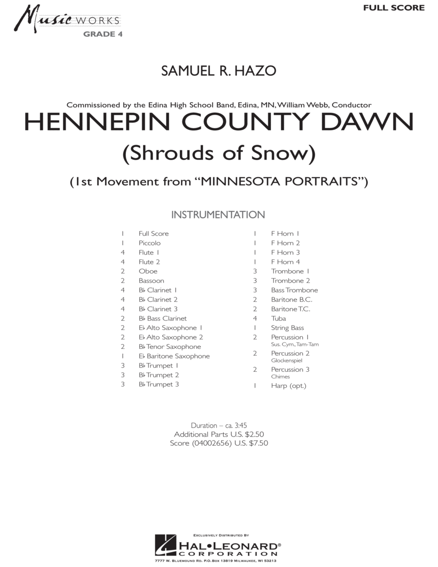 Hennepin County Dawn (Mvt. 1 of Minnesota Portraits) - Full Score