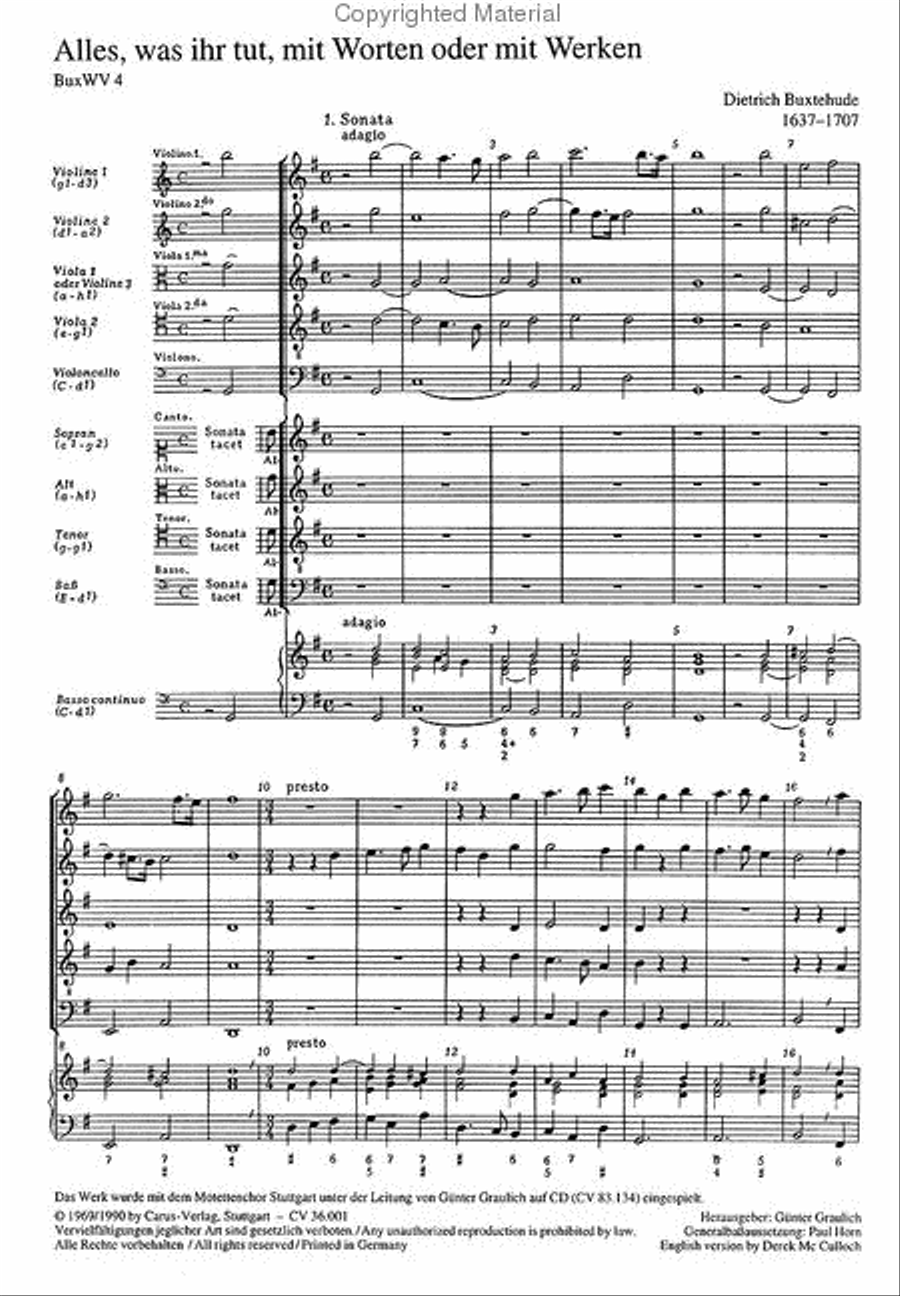 Whatsoe'er ye do, by word of mouth or by action in G Major, BuxWV 4 4-Part scores gallery preview page 2