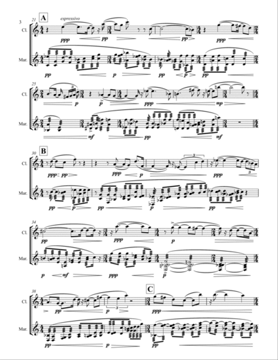 Only Breath - Duet for Bb Clarinet and Marimba Chamber Music scores gallery preview page 4