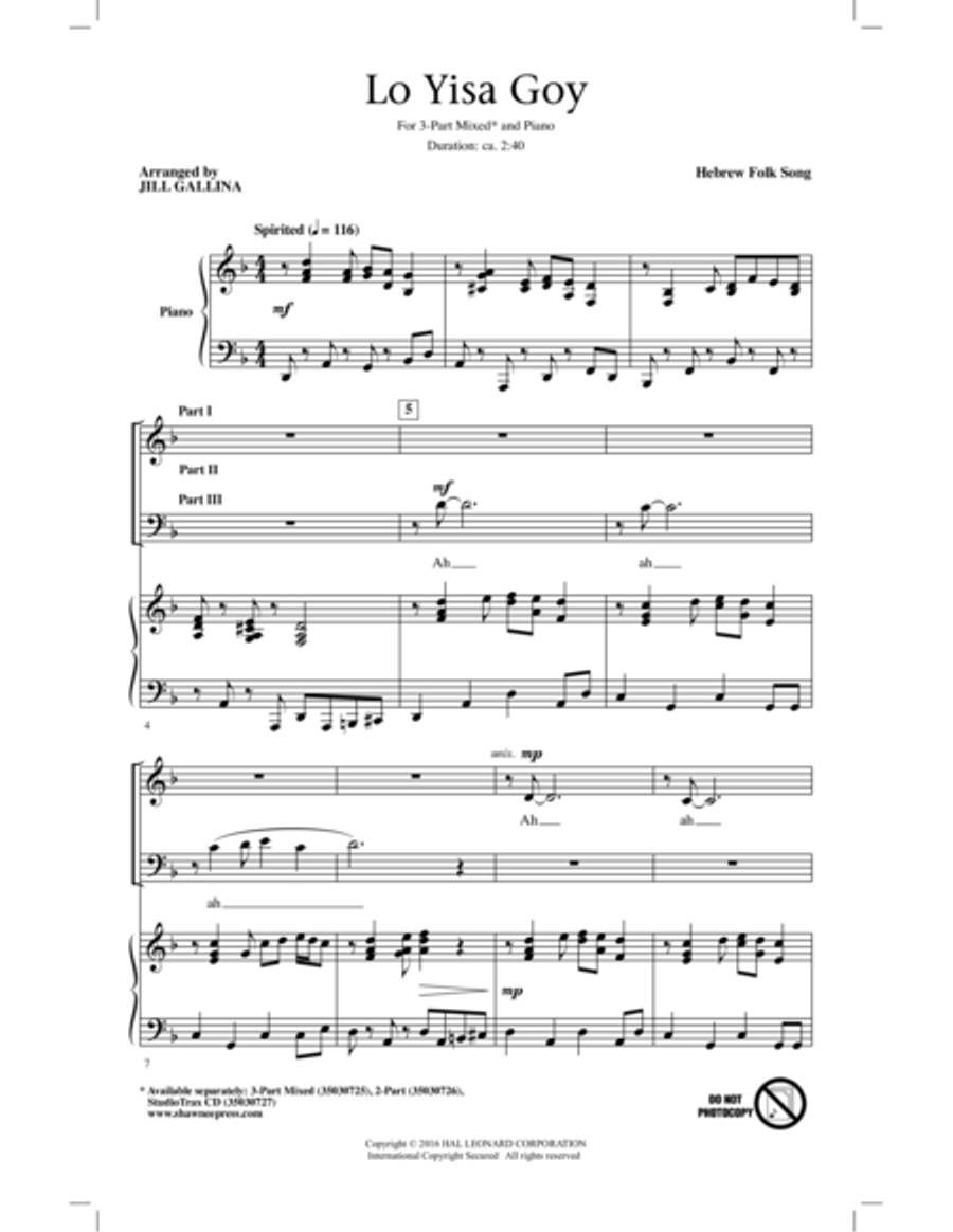Lo Yisa Goy Lo Yisa Goy 3-Part scores gallery preview page 1
