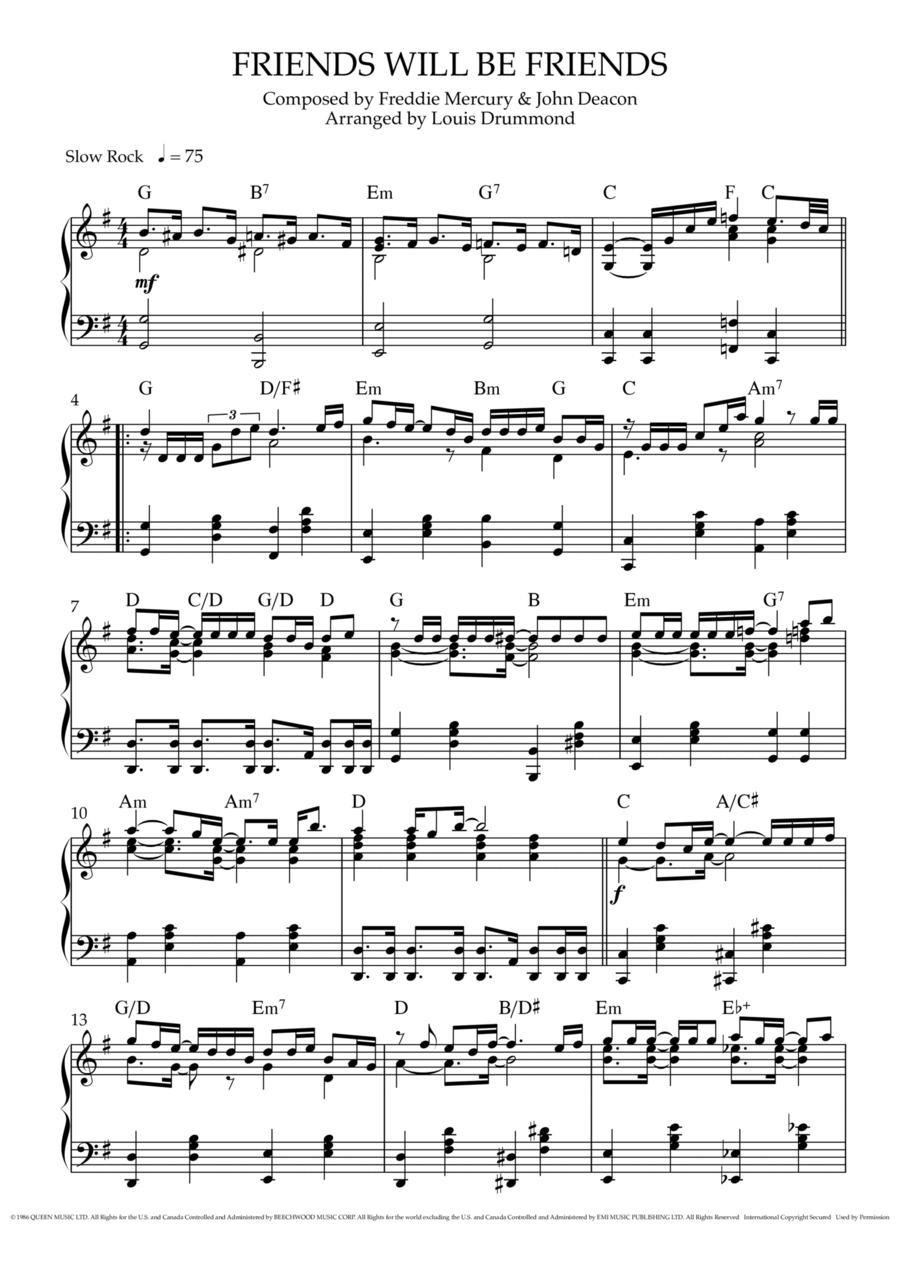 Friends Will Be Friends Piano scores gallery preview page 1