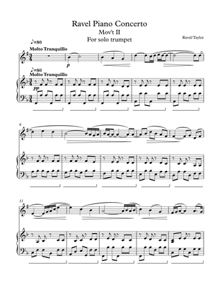 Ravel Piano Concerto Mov't II for Trumpet Solo