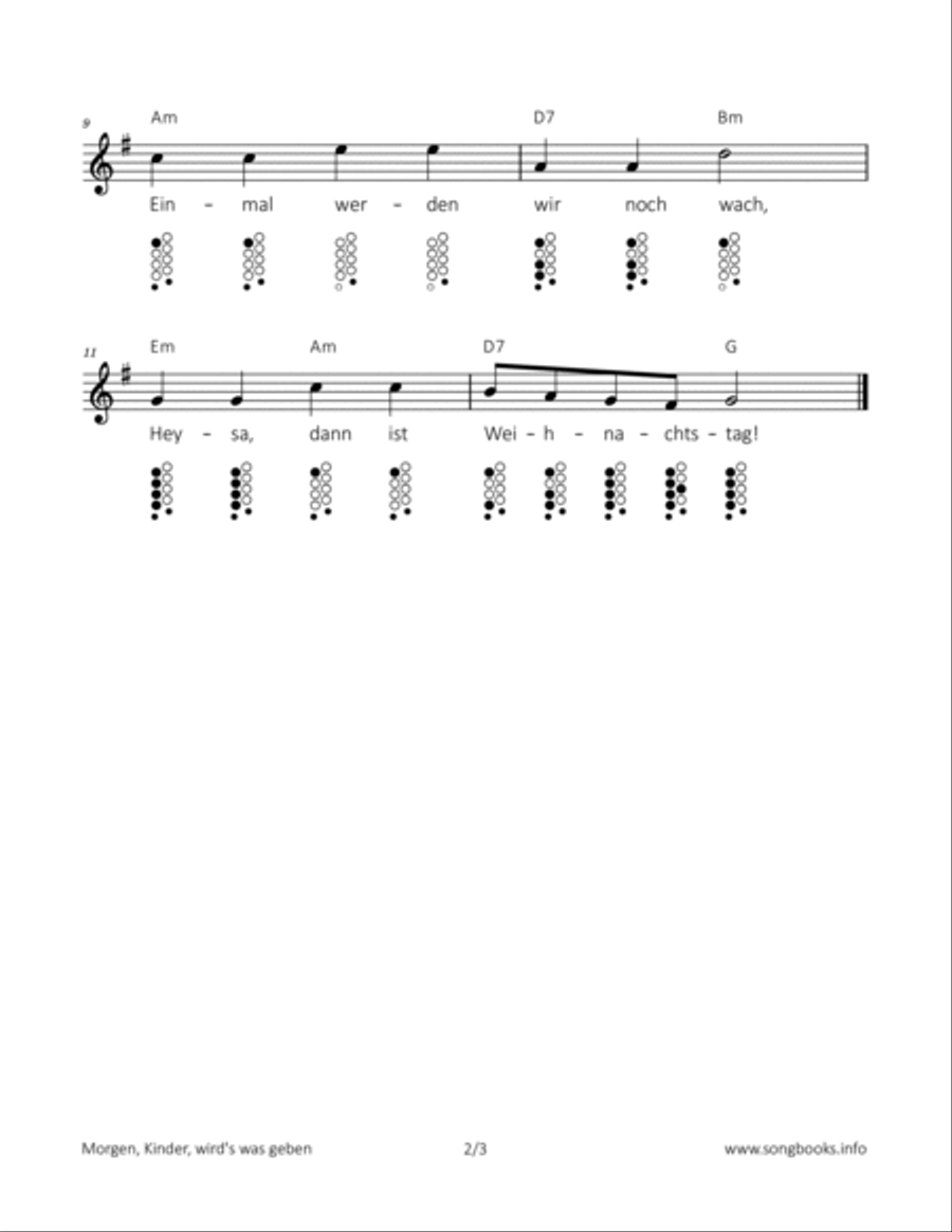 Morgen, Kinder, wird‘s was geben ocarina scores gallery preview page 2
