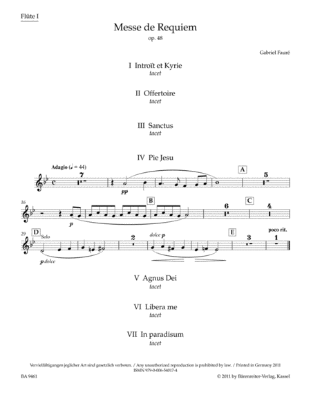Messe de Requiem, Op. 48 (wind set)