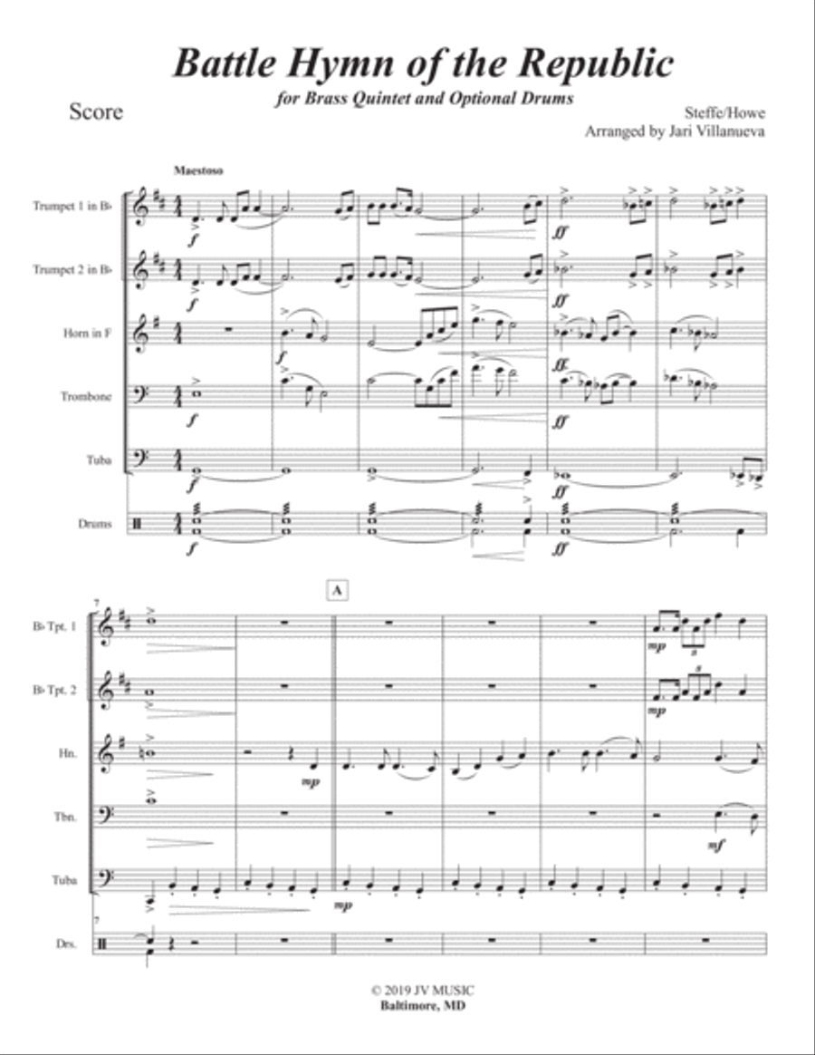Battle Hymn of the Republic for Brass Quintet Brass Quintet scores gallery preview page 3