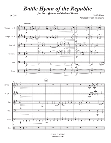 Battle Hymn of the Republic for Brass Quintet image number null