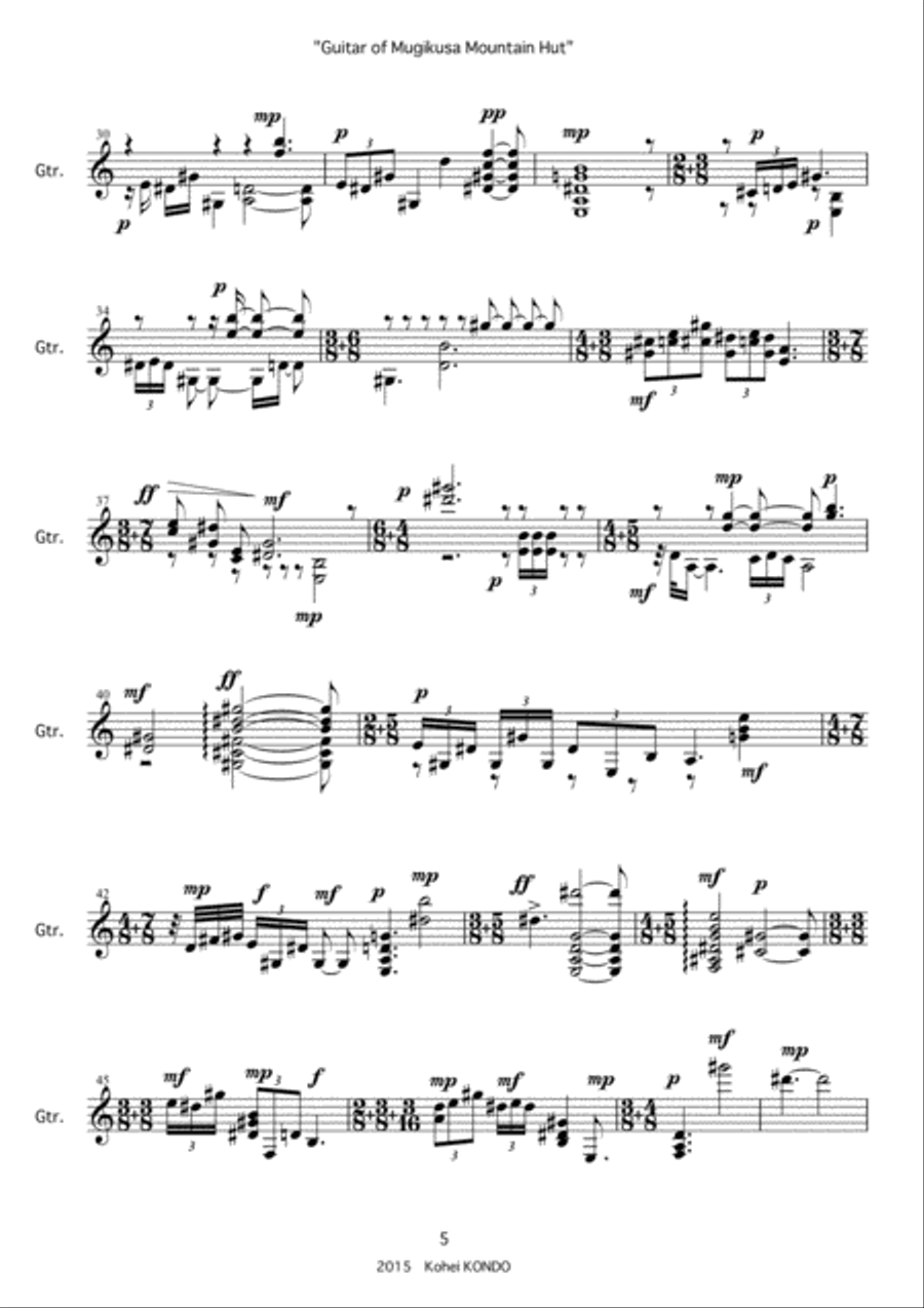 "Guitar of Mugikusa Mountain Hut"　for guitar solo 　Op.151