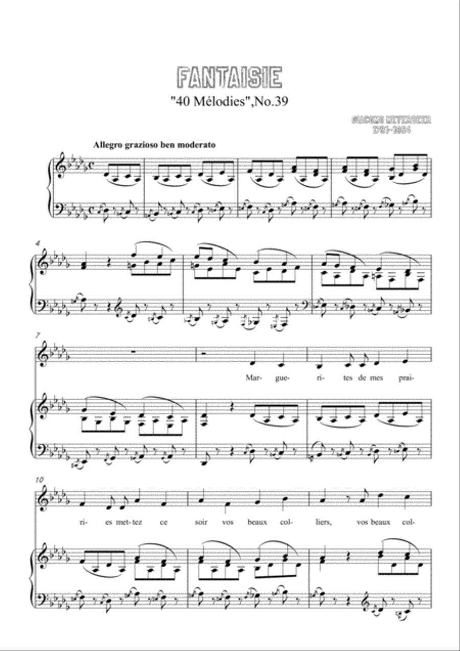 Meyerbeer-Fantaisie in D flat Major,for Voice and Piano Voice Solo scores gallery preview page 3