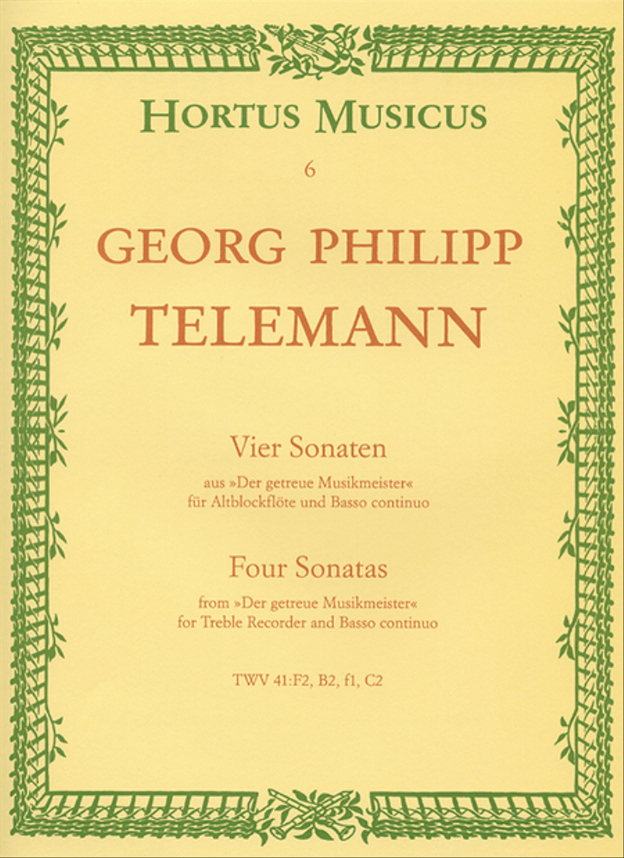 Four Sonatas for Treble Recorder and Basso continuo TWV 41:F2, B3, f1, C2 Alto Recorder scores gallery preview page 1