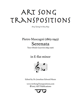 Book cover for MASCAGNI: Serenata (transposed to E-flat minor)