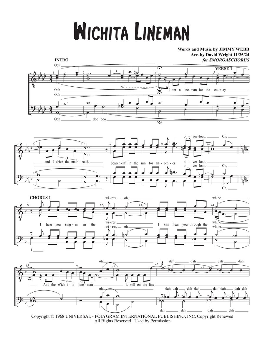 Wichita Lineman TTBB scores gallery preview page 1