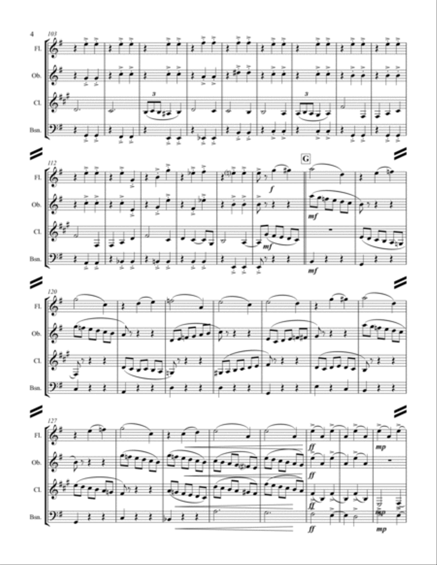 The Nutcracker Suite - 8. Waltz of the Flowers (for Woodwind Quartet) Woodwind Quartet scores gallery preview page 5