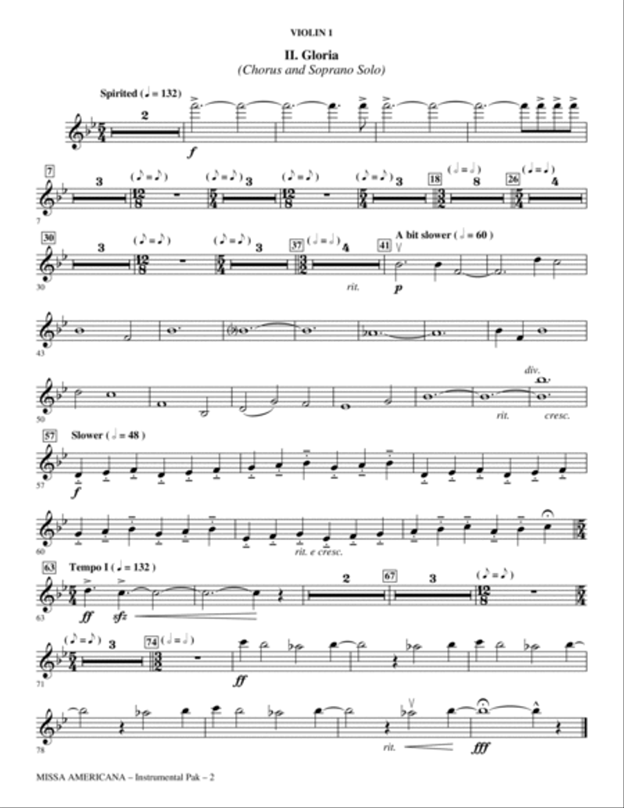 Missa Americana - Violin 1 Choir scores gallery preview page 2
