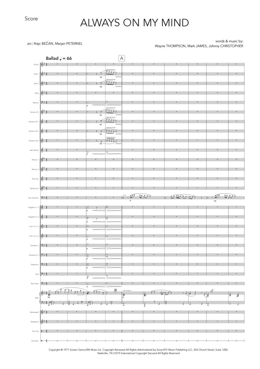Always On My Mind Concert Band scores gallery preview page 1