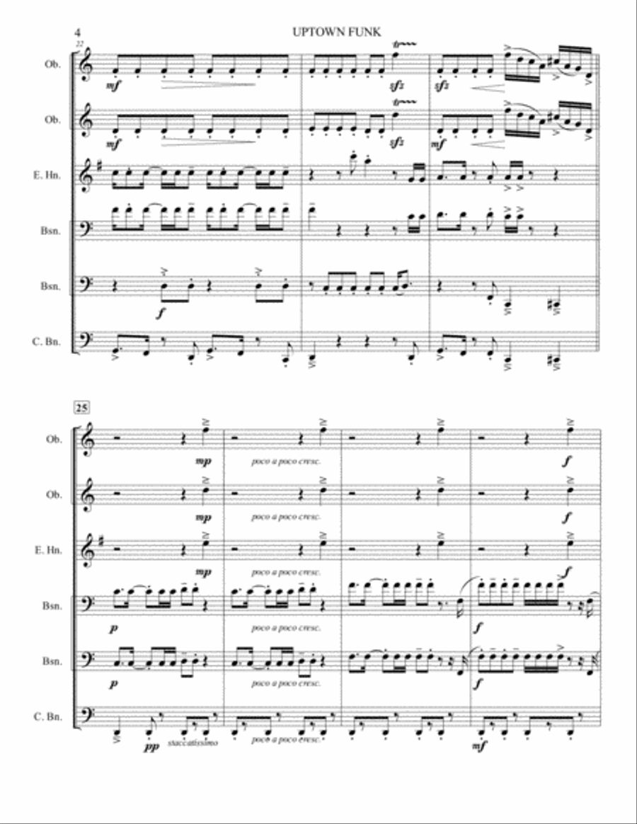Uptown Funk Woodwind Ensemble scores gallery preview page 4