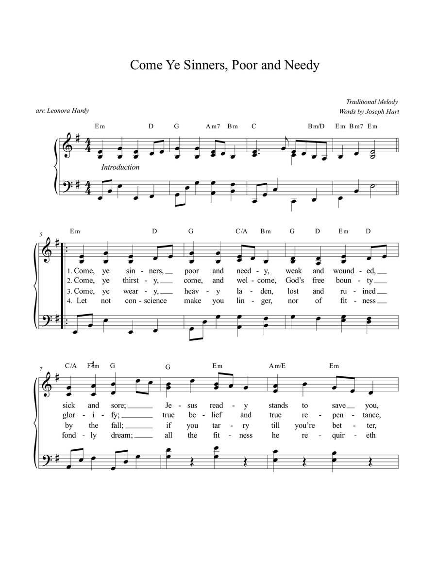 Come Ye Sinners, Poor and Needy Piano, Vocal scores gallery preview page 1