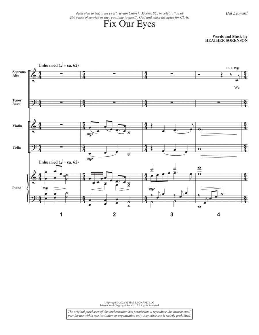 Book cover for Fix Our Eyes - Full Score