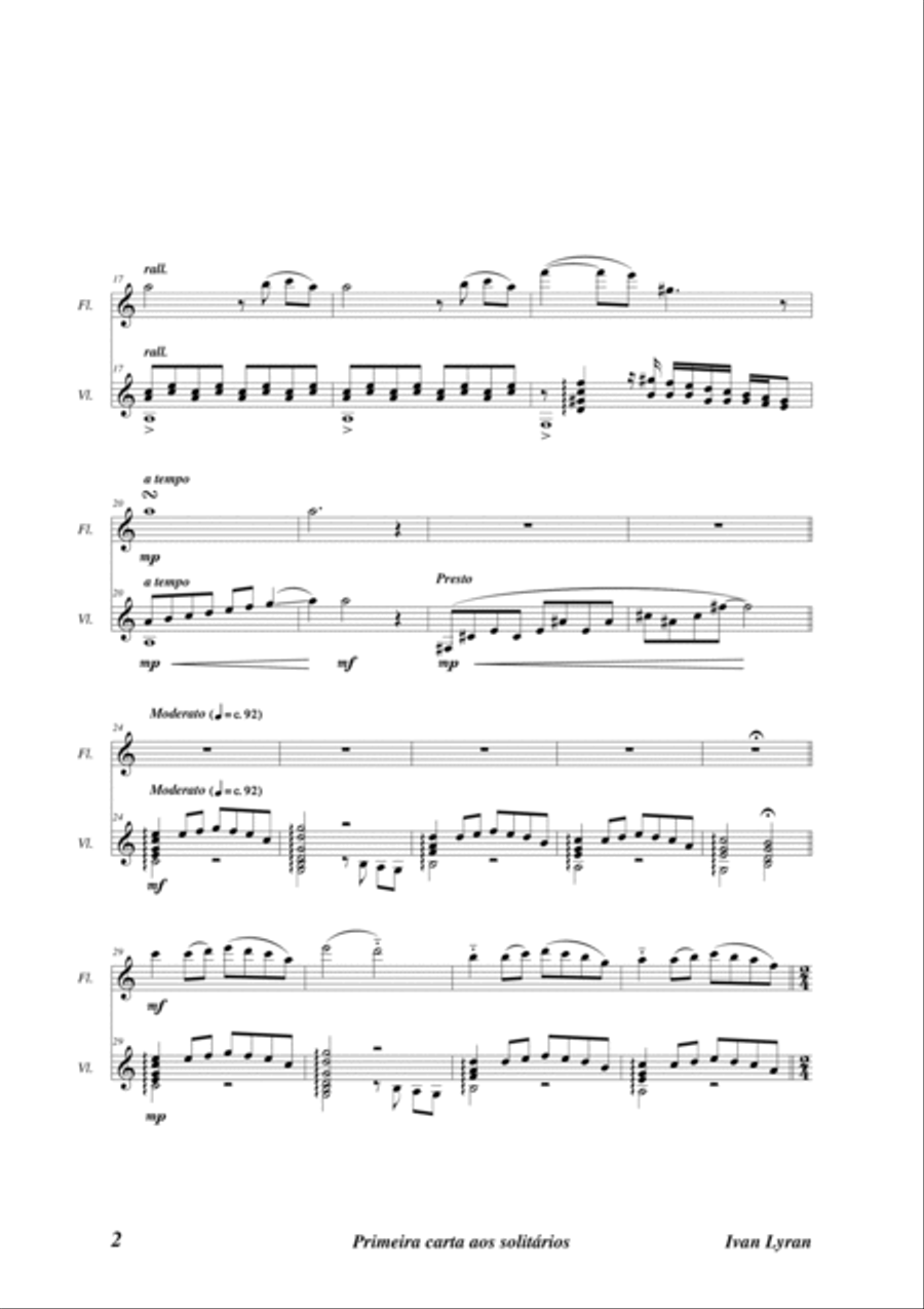 Primeira carta aos solitários Opus 17 Flute scores gallery preview page 3