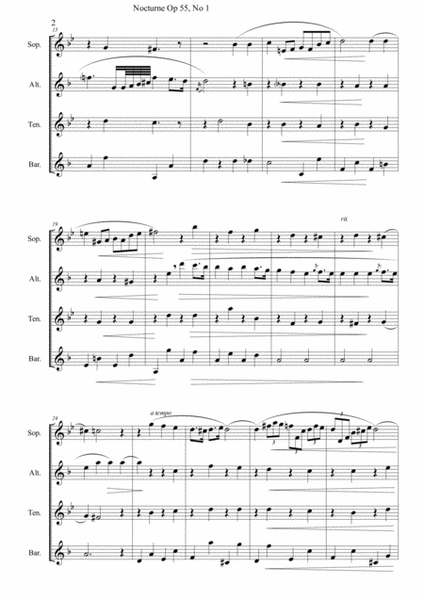 Nocturne - F. Chopin (Op55 N1) for SAX Quartet (SATB) image number null