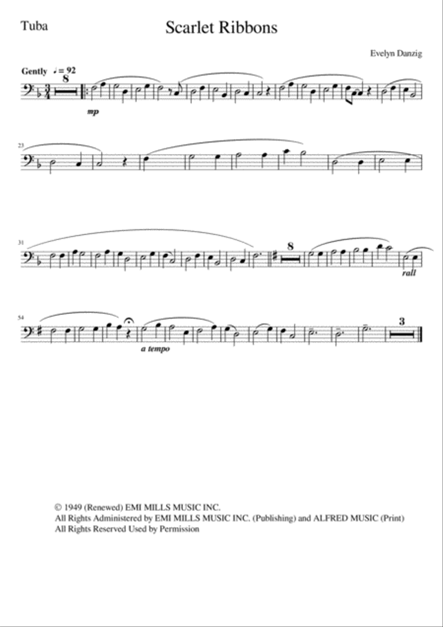Scarlet Ribbons (for Her Hair) Piano scores gallery preview page 1