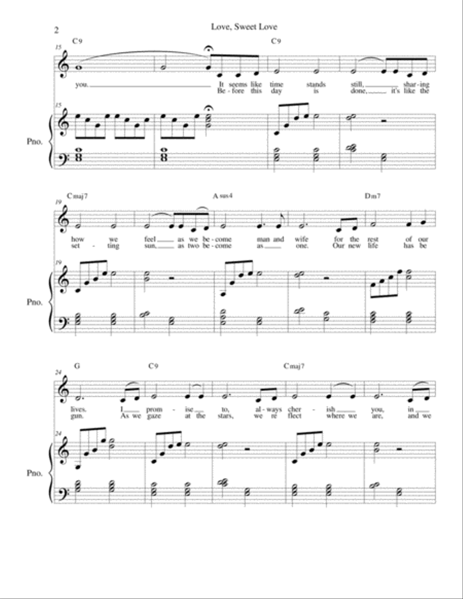 Love, Sweet Love - Wedding - solo and piano Piano, Vocal, Guitar scores gallery preview page 2