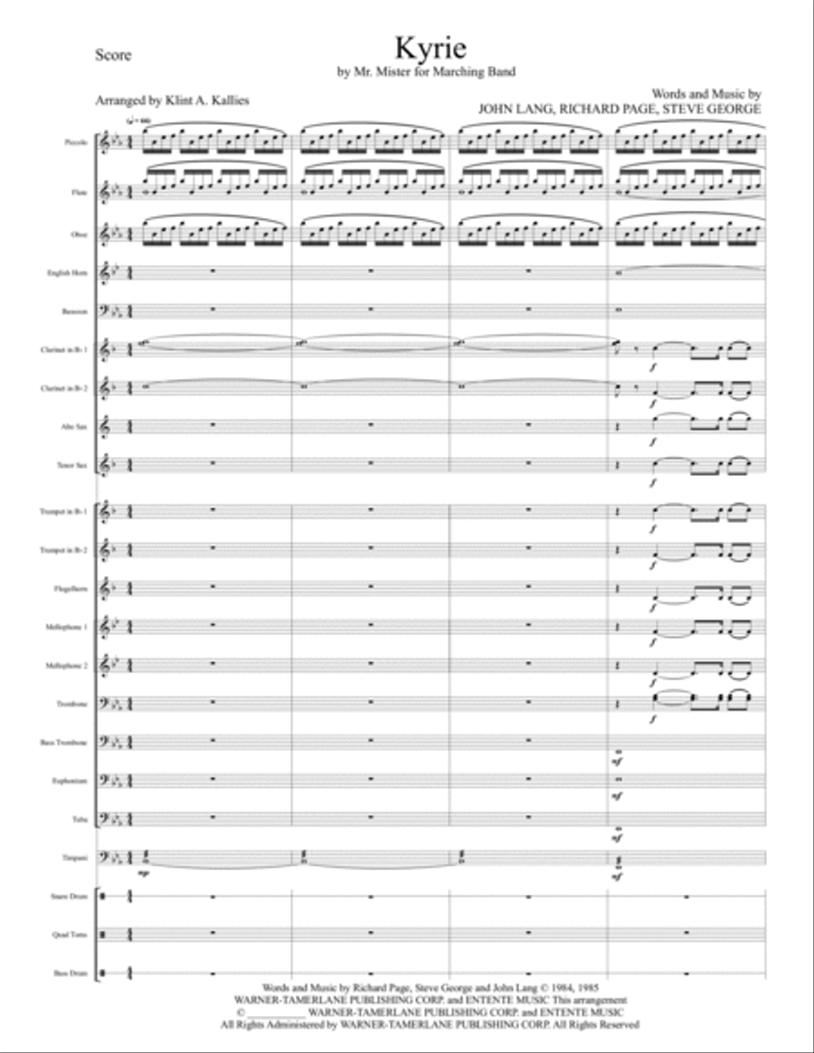 Kyrie (kyrie Eleison) Marching Band scores gallery preview page 3