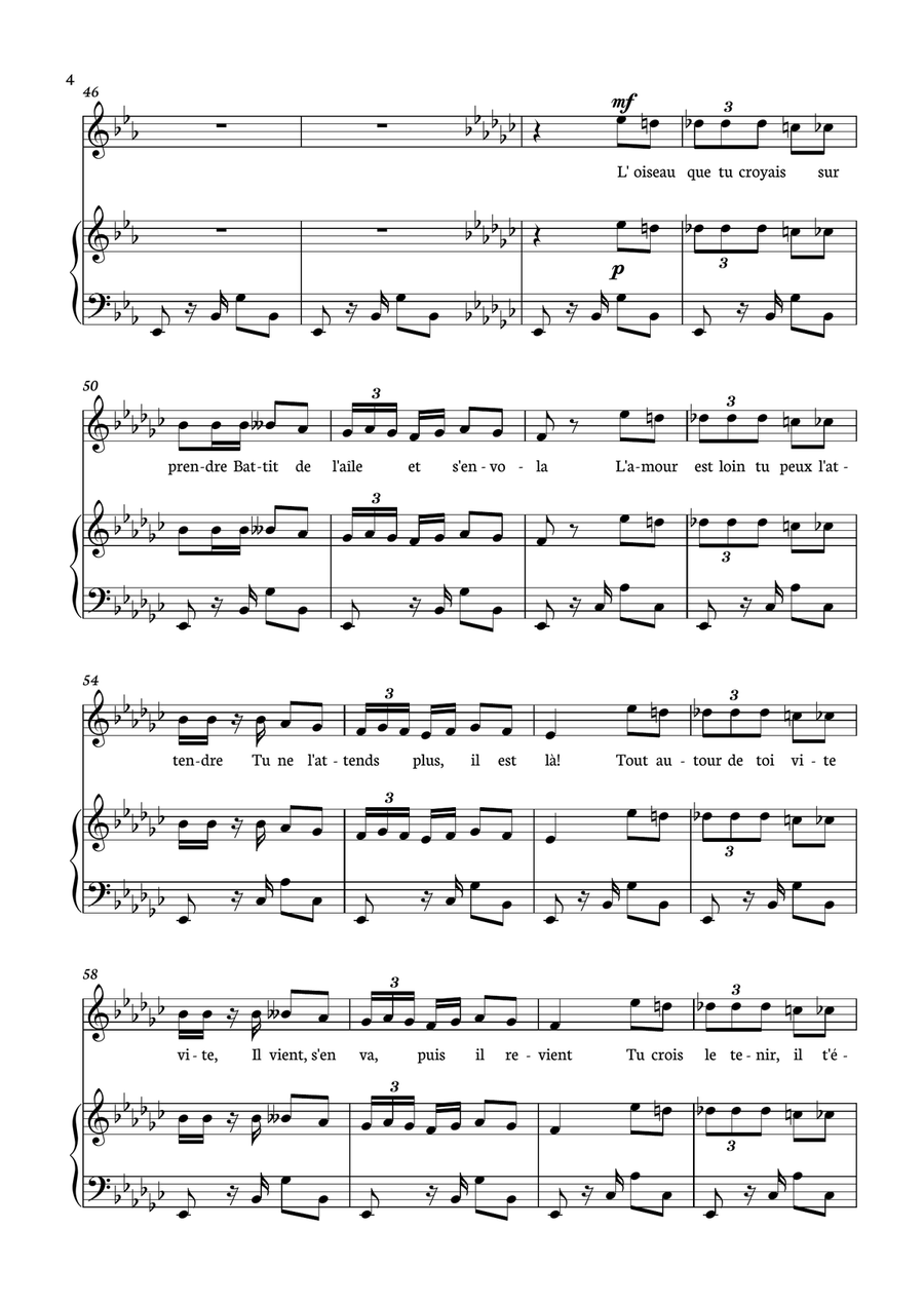 Habanera - Carmen for piano and voice in Eb minor. Piano, Vocal scores gallery preview page 4