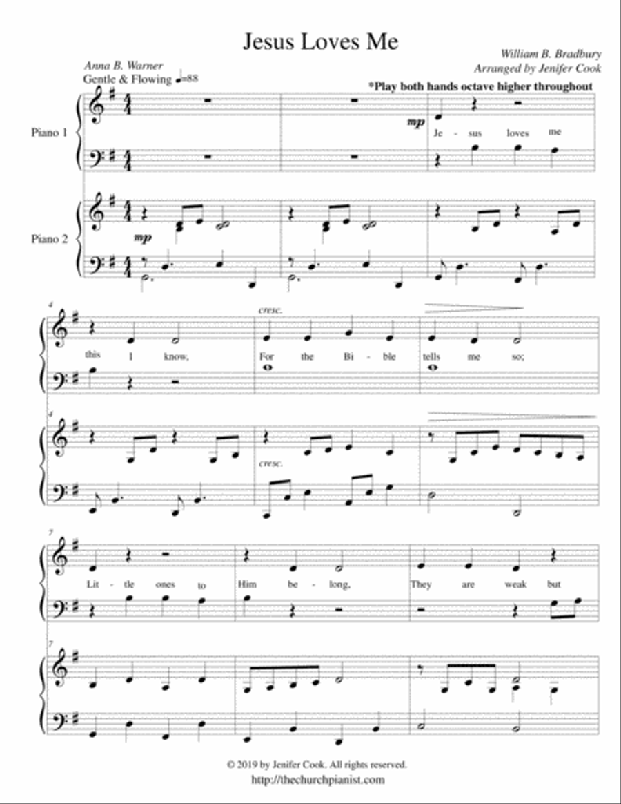 Jesus Loves Me Jesus Loves Me Easy Piano scores gallery preview page 1