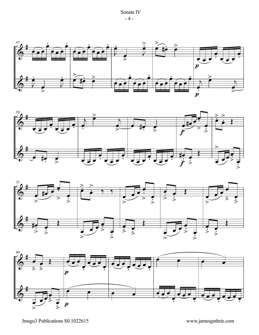 Handel: Sonata No. 4 for Trumpet Duo Trumpet Duet scores gallery preview page 4